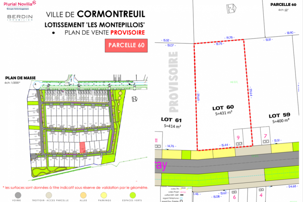 Plan du lotissement Les Montepillois