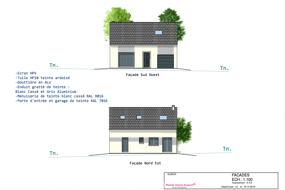 Vues de la maison Alisier de face et de derrière